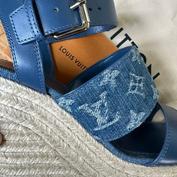 Women’s Louis Vuitton Starboard Espadrille Wedges Size 9 Blue - Picture 6 of 9
